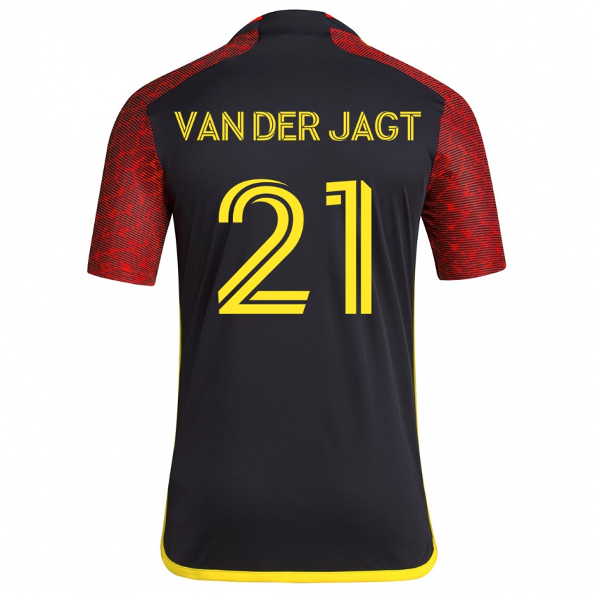 Niño Camiseta Olivia Van Der Jagt #21 Negro Rojo 2ª Equipación 2024/25 La Camisa Chile