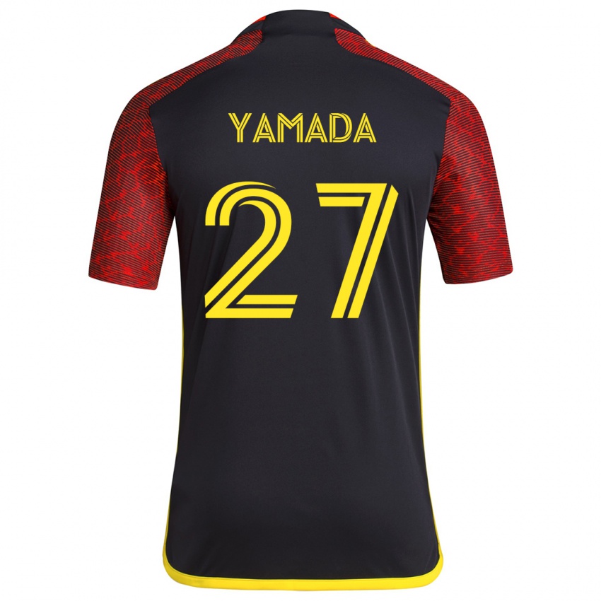 Niño Camiseta Hikari Yamada #27 Negro Rojo 2ª Equipación 2024/25 La Camisa Chile