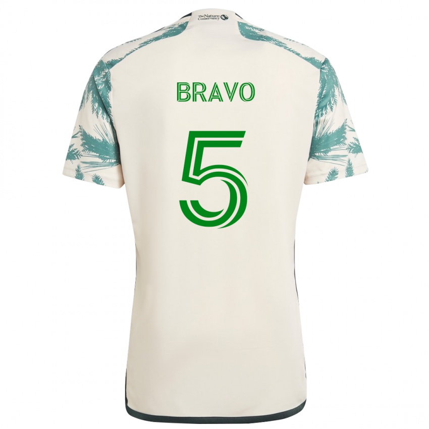 Niño Camiseta Claudio Bravo #5 Beige Marrón 2ª Equipación 2024/25 La Camisa Chile