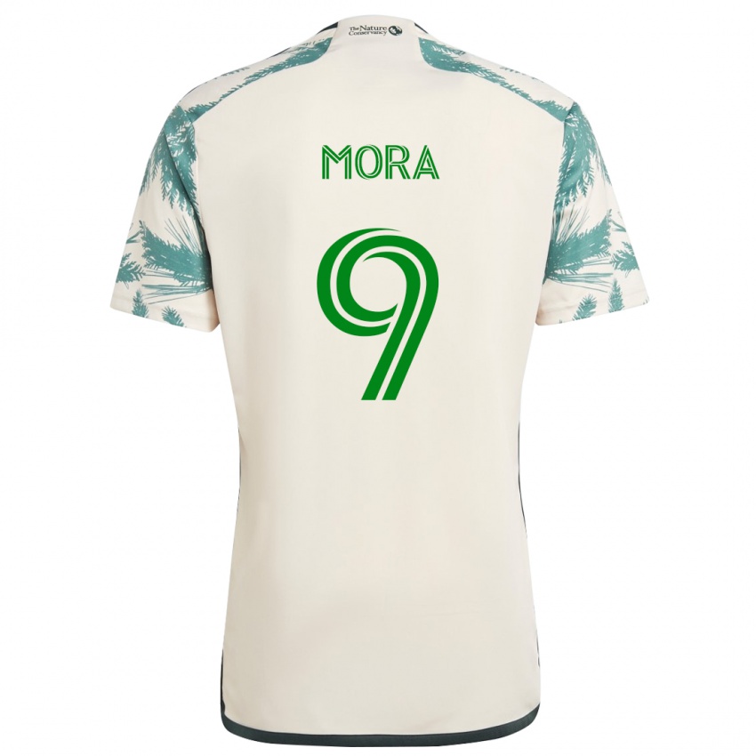 Niño Camiseta Felipe Mora #9 Beige Marrón 2ª Equipación 2024/25 La Camisa Chile