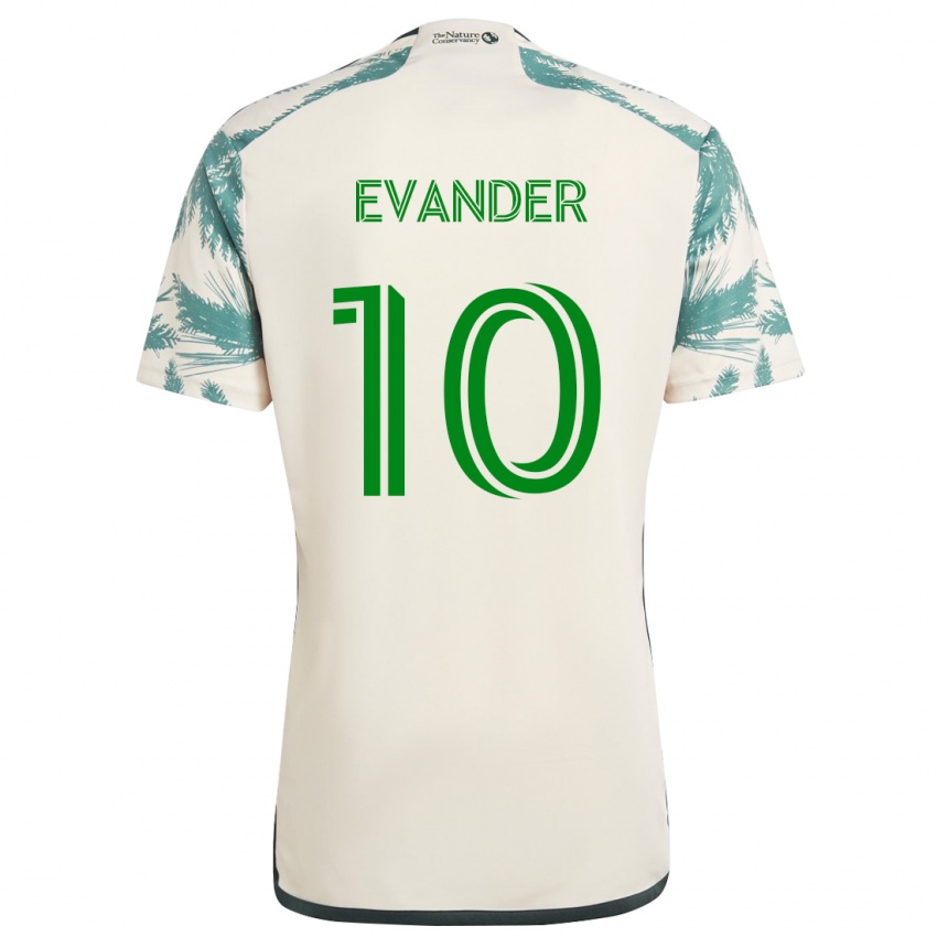 Niño Camiseta Evander #10 Beige Marrón 2ª Equipación 2024/25 La Camisa Chile