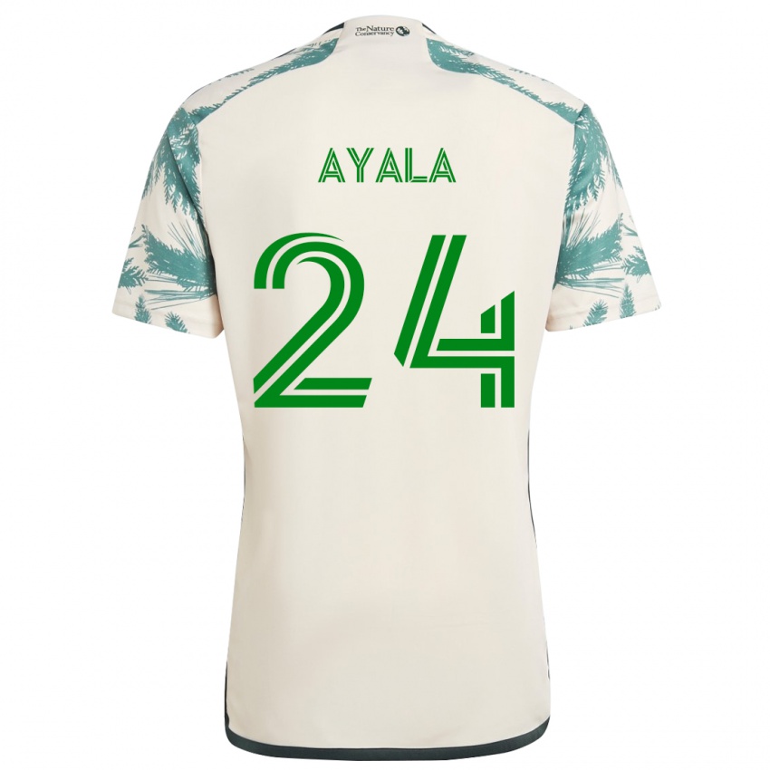 Niño Camiseta David Ayala #24 Beige Marrón 2ª Equipación 2024/25 La Camisa Chile