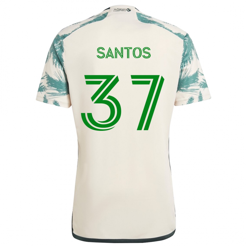 Niño Camiseta Noah Santos #37 Beige Marrón 2ª Equipación 2024/25 La Camisa Chile