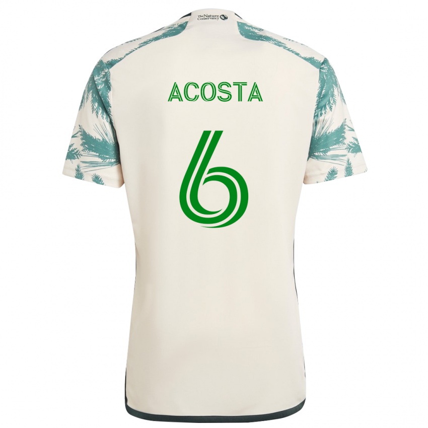 Niño Camiseta Bryan Acosta #6 Beige Marrón 2ª Equipación 2024/25 La Camisa Chile