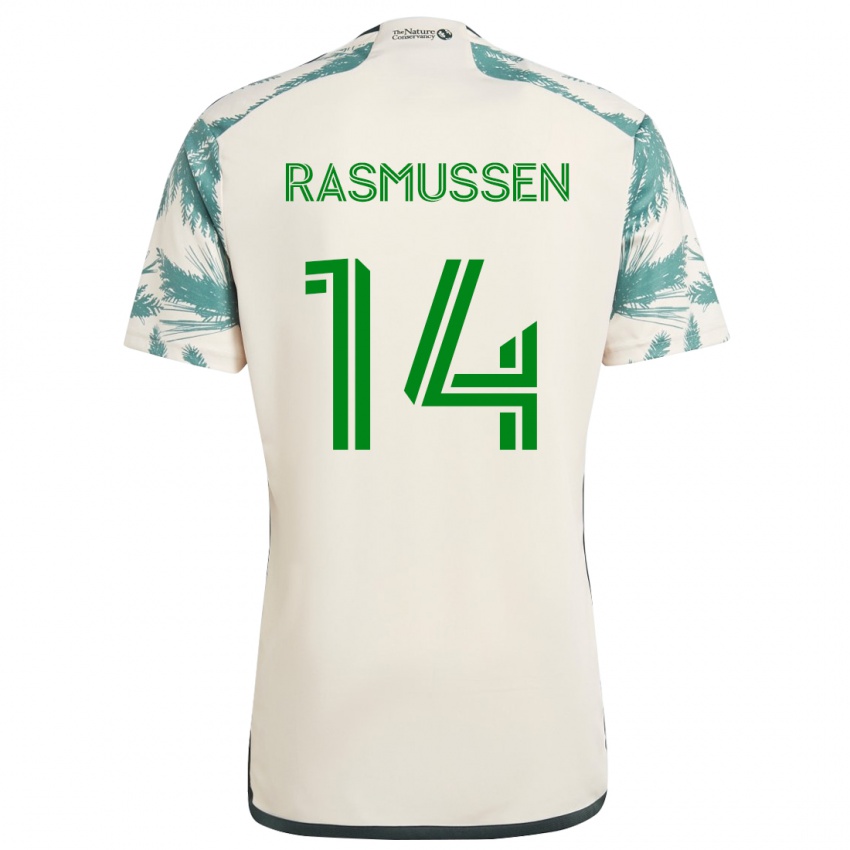 Niño Camiseta Justin Rasmussen #14 Beige Marrón 2ª Equipación 2024/25 La Camisa Chile