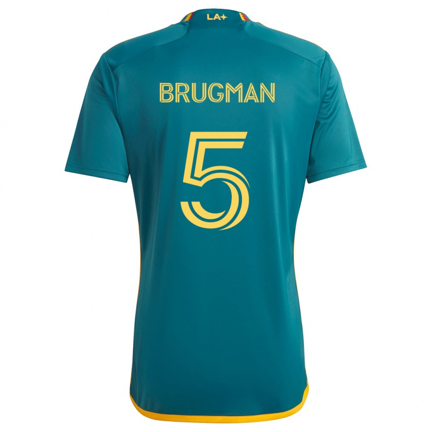 Niño Camiseta Gastón Brugman #5 Verde Amarillo 2ª Equipación 2024/25 La Camisa Chile