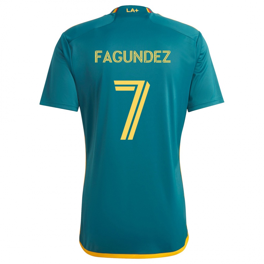 Niño Camiseta Diego Fagúndez #7 Verde Amarillo 2ª Equipación 2024/25 La Camisa Chile