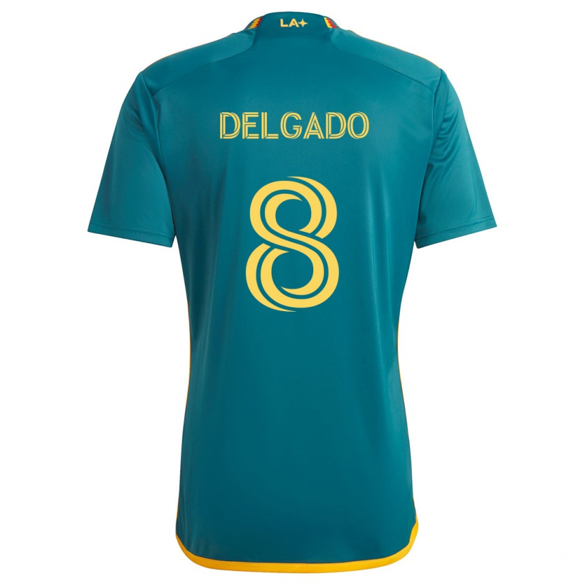 Niño Camiseta Mark Delgado #8 Verde Amarillo 2ª Equipación 2024/25 La Camisa Chile