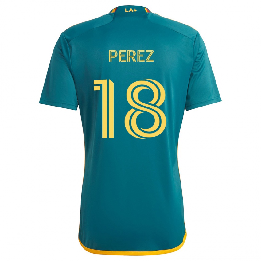 Niño Camiseta Jonathan Pérez #18 Verde Amarillo 2ª Equipación 2024/25 La Camisa Chile