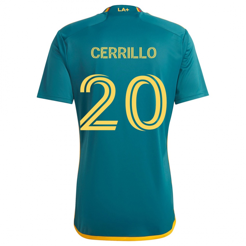 Niño Camiseta Edwin Cerrillo #20 Verde Amarillo 2ª Equipación 2024/25 La Camisa Chile