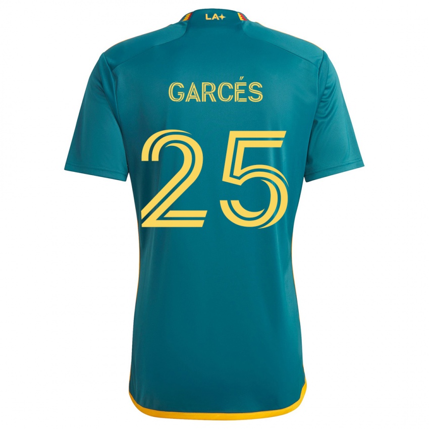 Niño Camiseta Carlos Garcés #25 Verde Amarillo 2ª Equipación 2024/25 La Camisa Chile