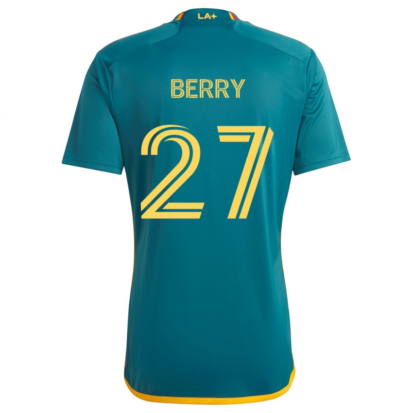 Niño Camiseta Miguel Berry #27 Verde Amarillo 2ª Equipación 2024/25 La Camisa Chile