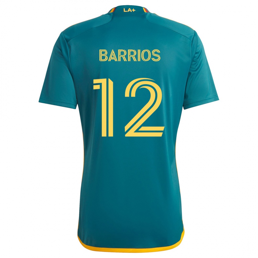 Niño Camiseta Michael Barrios #12 Verde Amarillo 2ª Equipación 2024/25 La Camisa Chile