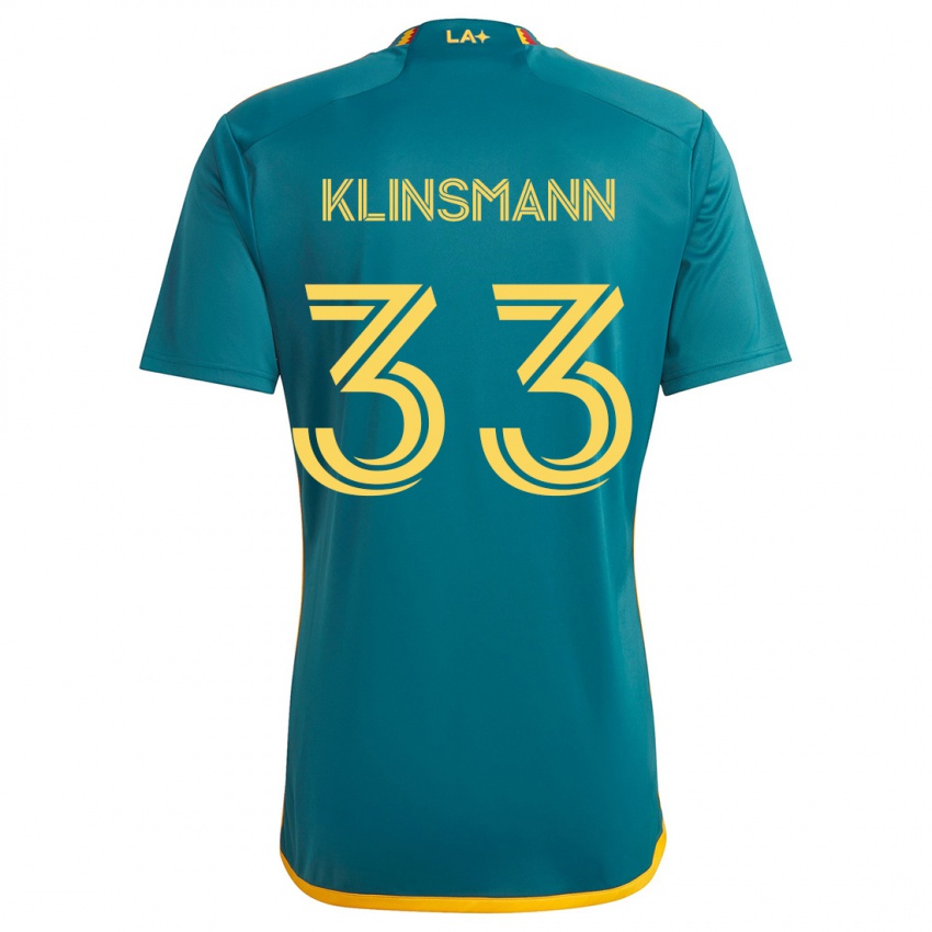 Niño Camiseta Jonathan Klinsmann #33 Verde Amarillo 2ª Equipación 2024/25 La Camisa Chile