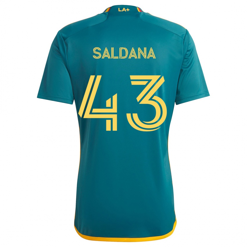 Niño Camiseta Adam Saldaña #43 Verde Amarillo 2ª Equipación 2024/25 La Camisa Chile