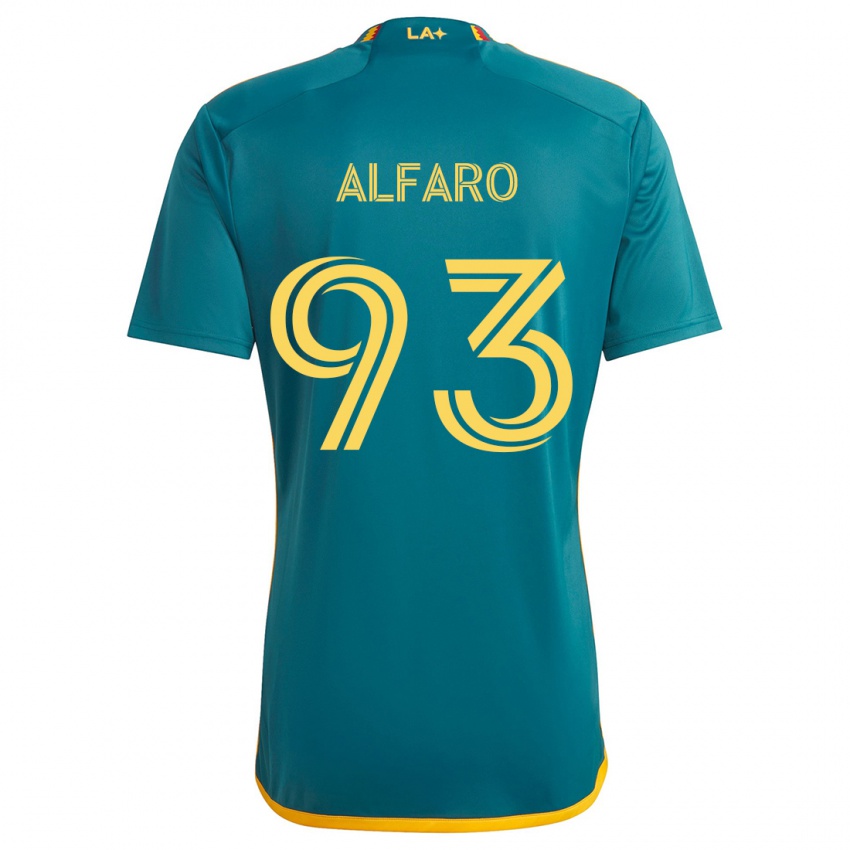 Niño Camiseta Tony Alfaro #93 Verde Amarillo 2ª Equipación 2024/25 La Camisa Chile