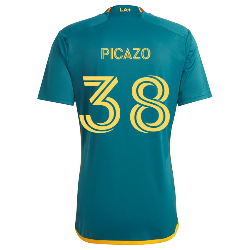 Niño Camiseta Axel Picazo #38 Verde Amarillo 2ª Equipación 2024/25 La Camisa Chile