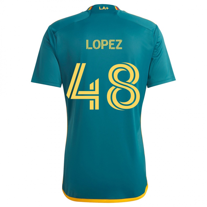 Niño Camiseta Diego López #48 Verde Amarillo 2ª Equipación 2024/25 La Camisa Chile