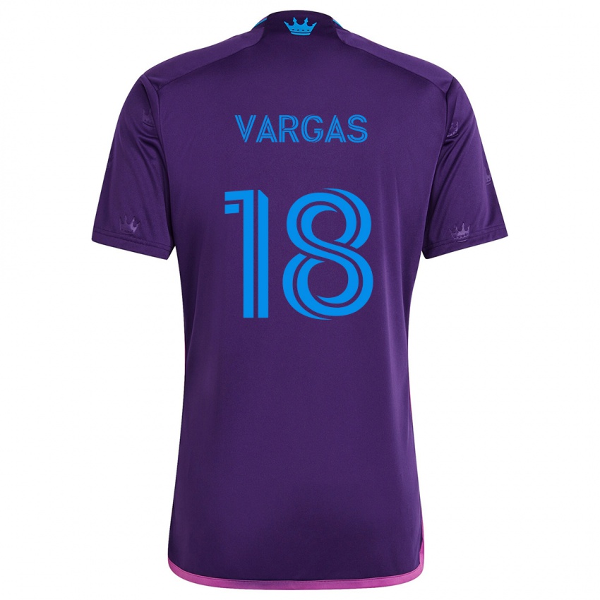 Niño Camiseta Kerwin Vargas #18 Azul Morado 2ª Equipación 2024/25 La Camisa Chile