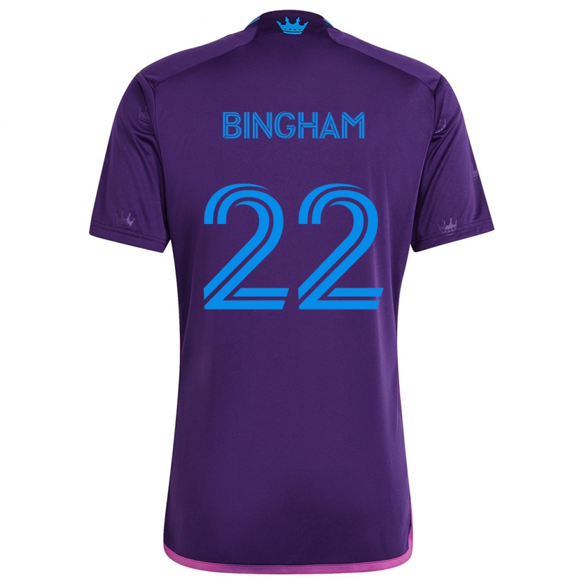 Niño Camiseta David Bingham #22 Azul Morado 2ª Equipación 2024/25 La Camisa Chile