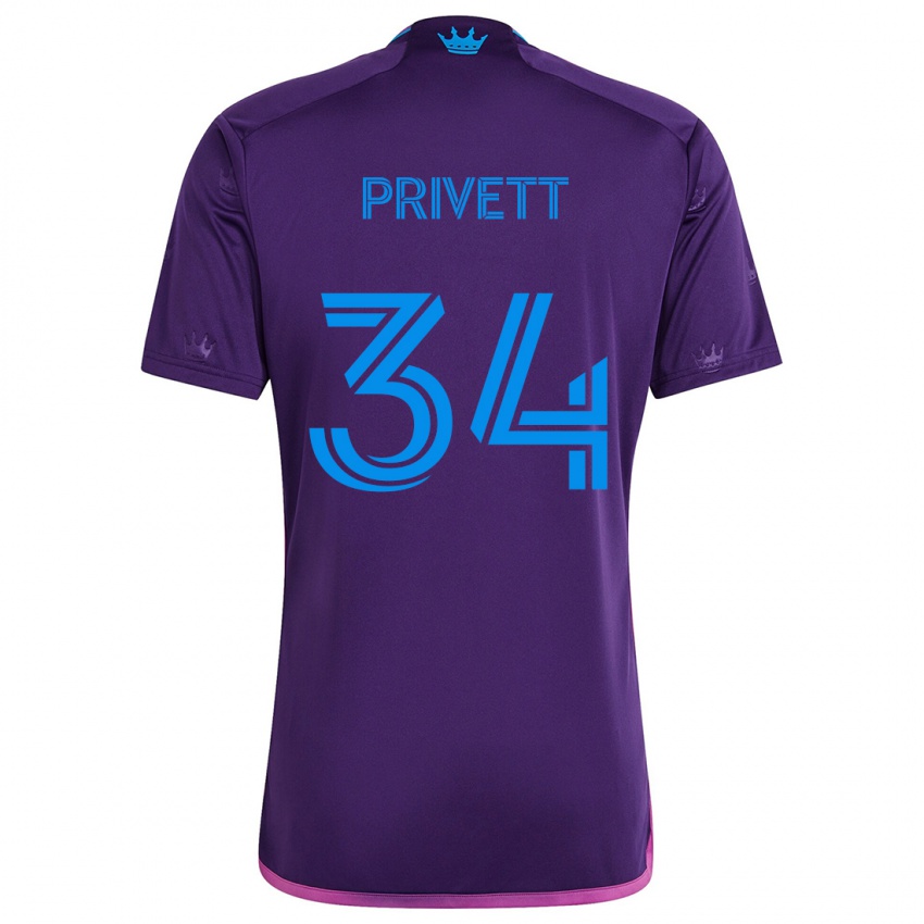 Niño Camiseta Andrew Privett #34 Azul Morado 2ª Equipación 2024/25 La Camisa Chile