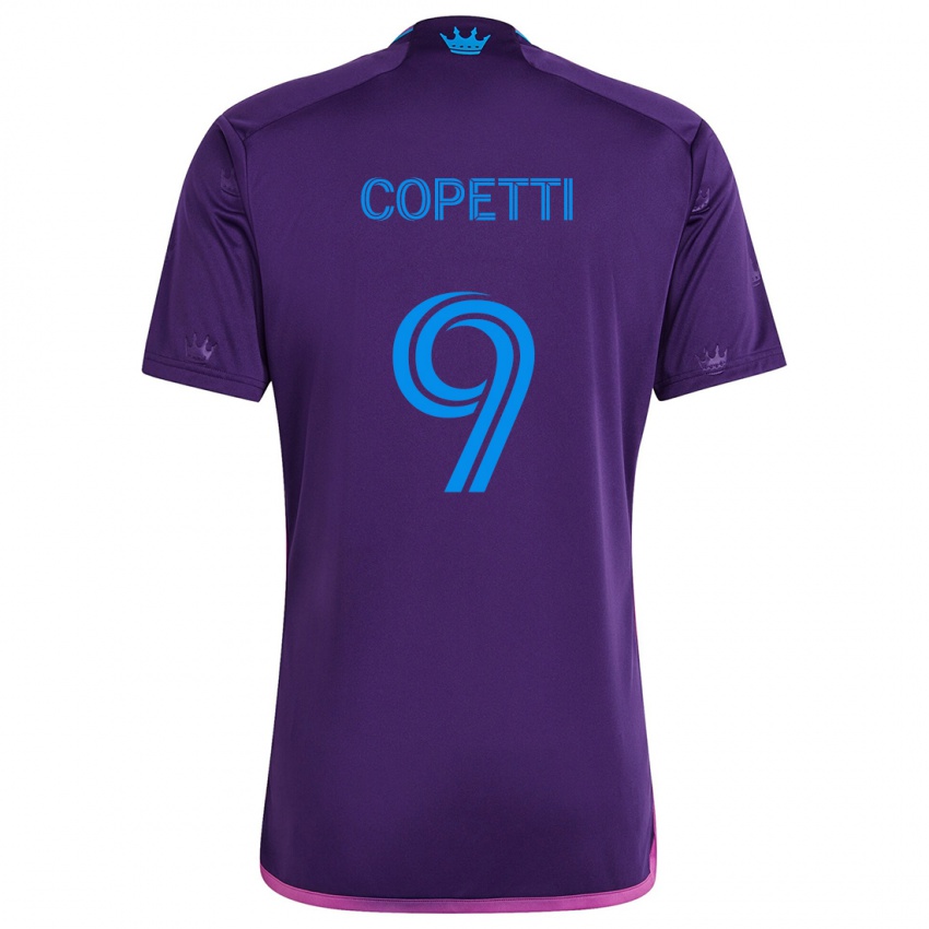 Niño Camiseta Enzo Copetti #9 Azul Morado 2ª Equipación 2024/25 La Camisa Chile