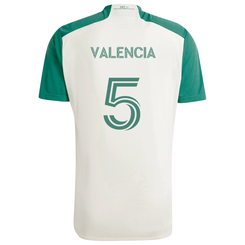 Niño Camiseta Jhojan Valencia #5 Colores Tostados Verde 2ª Equipación 2024/25 La Camisa Chile