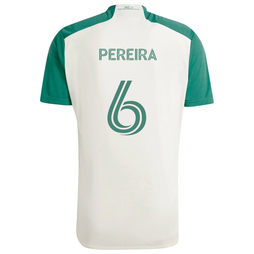 Niño Camiseta Daniel Pereira #6 Colores Tostados Verde 2ª Equipación 2024/25 La Camisa Chile