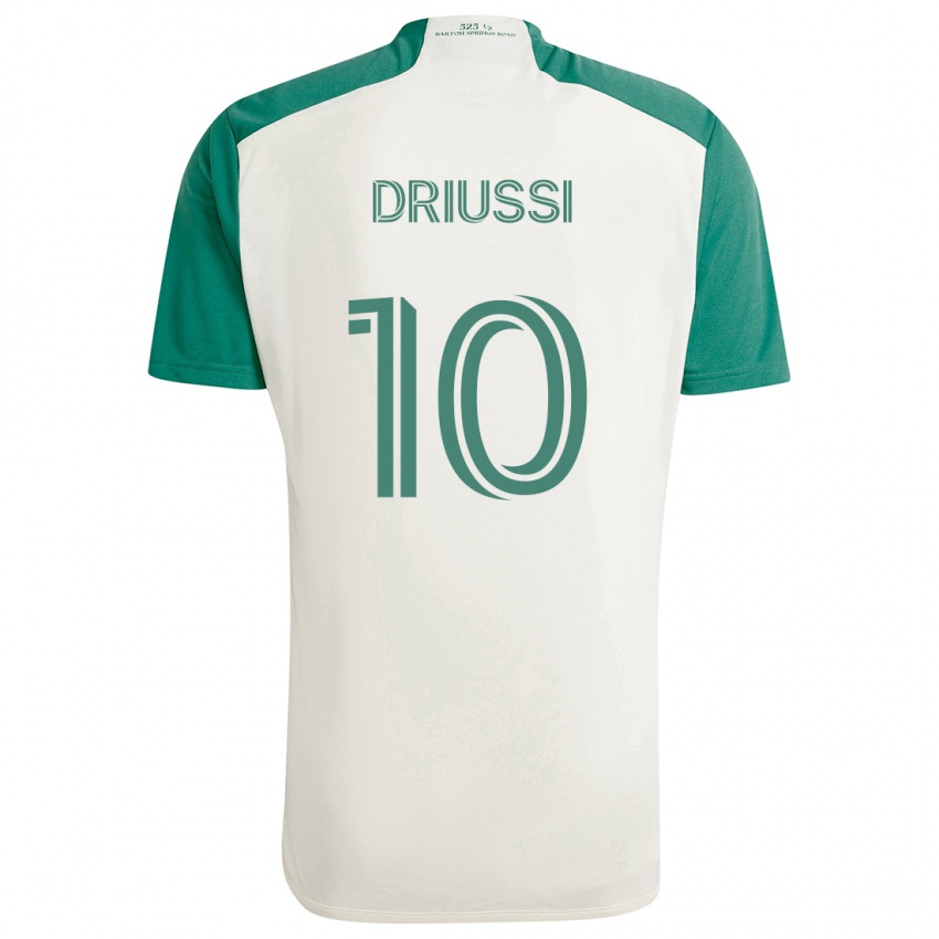 Niño Camiseta Sebastián Driussi #10 Colores Tostados Verde 2ª Equipación 2024/25 La Camisa Chile