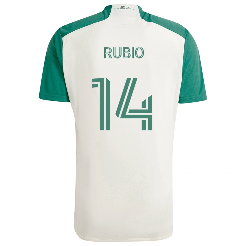 Niño Camiseta Diego Rubio #14 Colores Tostados Verde 2ª Equipación 2024/25 La Camisa Chile