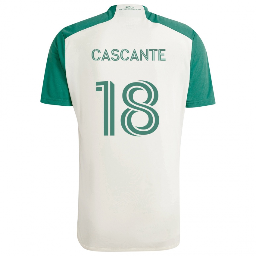 Niño Camiseta Julio Cascante #18 Colores Tostados Verde 2ª Equipación 2024/25 La Camisa Chile