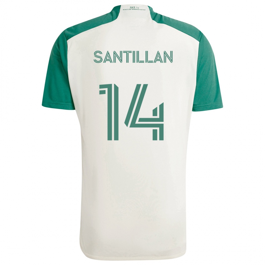 Niño Camiseta Jonathan Santillan #14 Colores Tostados Verde 2ª Equipación 2024/25 La Camisa Chile