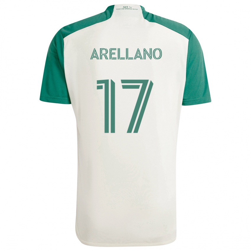 Niño Camiseta Bryan Arellano #17 Colores Tostados Verde 2ª Equipación 2024/25 La Camisa Chile