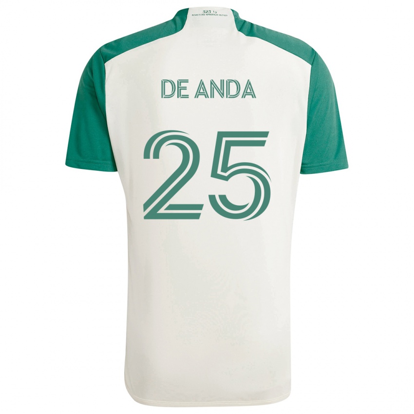 Niño Camiseta Anthony De Anda #25 Colores Tostados Verde 2ª Equipación 2024/25 La Camisa Chile