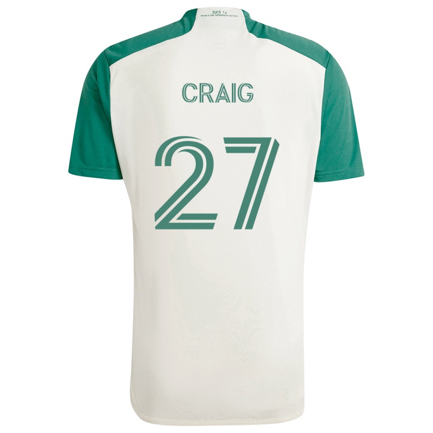 Niño Camiseta Brandan Craig #27 Colores Tostados Verde 2ª Equipación 2024/25 La Camisa Chile