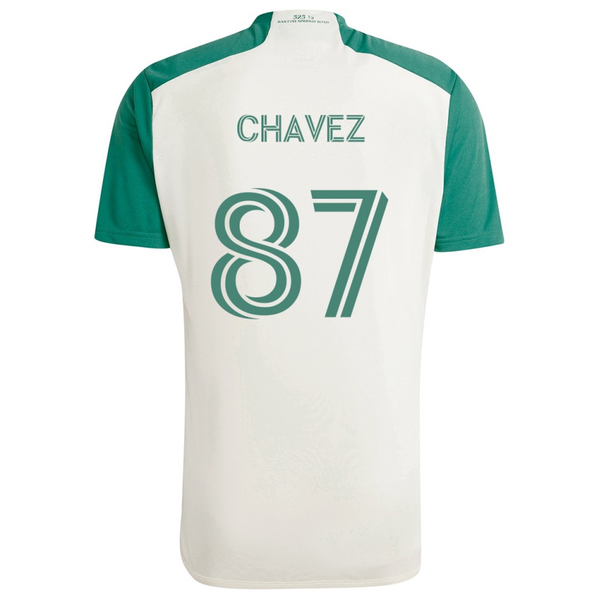 Niño Camiseta Alfonso Ocampo-Chávez #87 Colores Tostados Verde 2ª Equipación 2024/25 La Camisa Chile