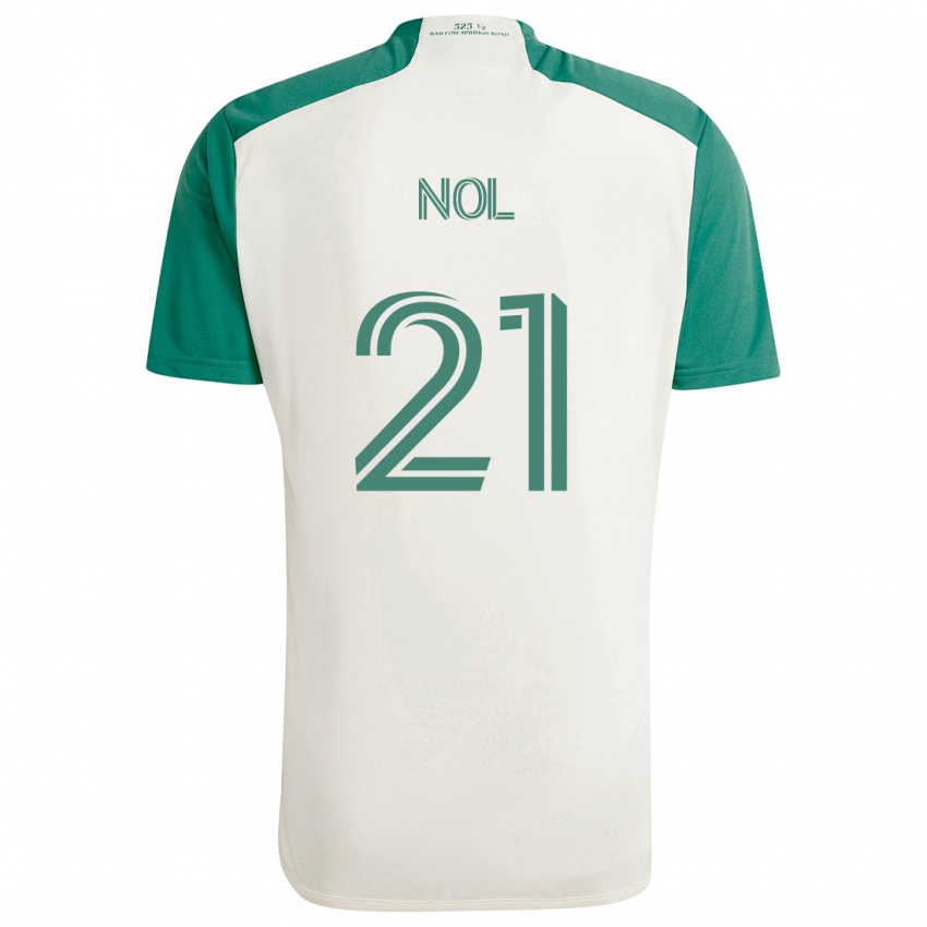 Niño Camiseta Valentin Noël #21 Colores Tostados Verde 2ª Equipación 2024/25 La Camisa Chile