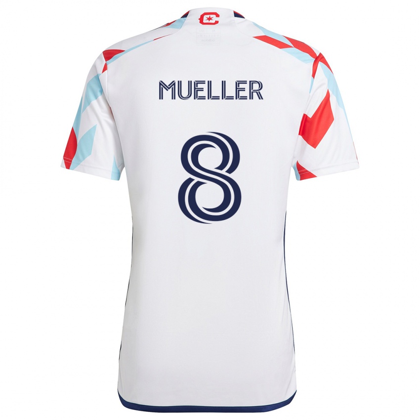 Niño Camiseta Chris Mueller #8 Blanco Rojo Azul 2ª Equipación 2024/25 La Camisa Chile