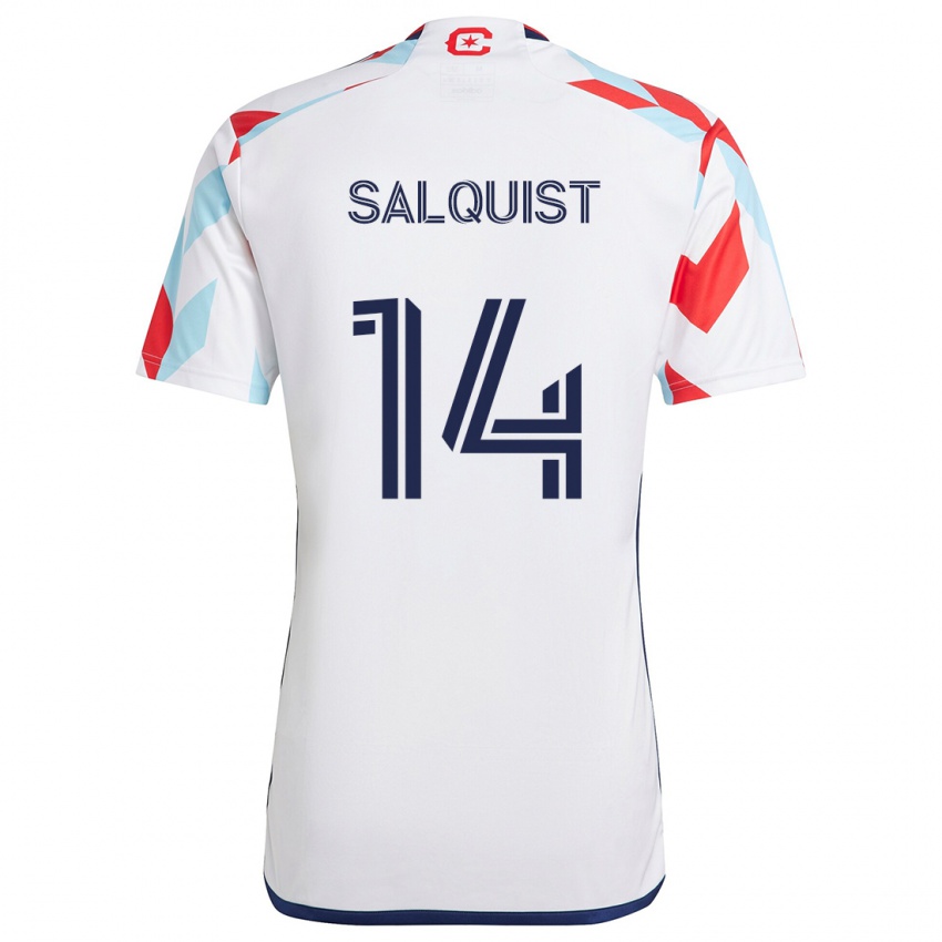 Niño Camiseta Tobias Salquist #14 Blanco Rojo Azul 2ª Equipación 2024/25 La Camisa Chile