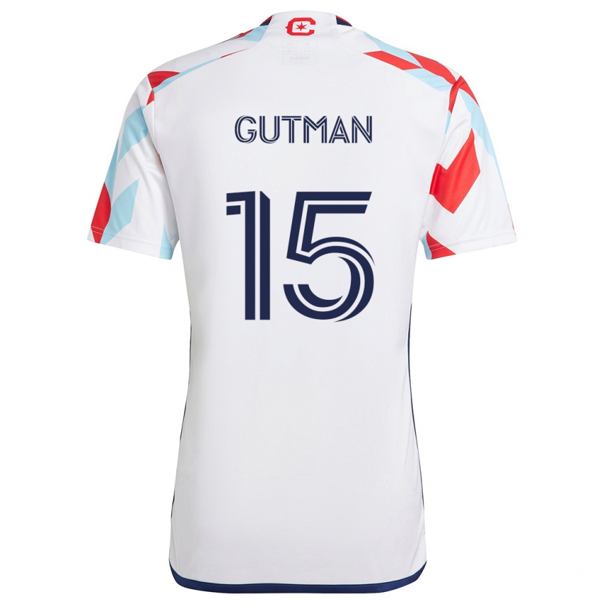 Niño Camiseta Andrew Gutman #15 Blanco Rojo Azul 2ª Equipación 2024/25 La Camisa Chile