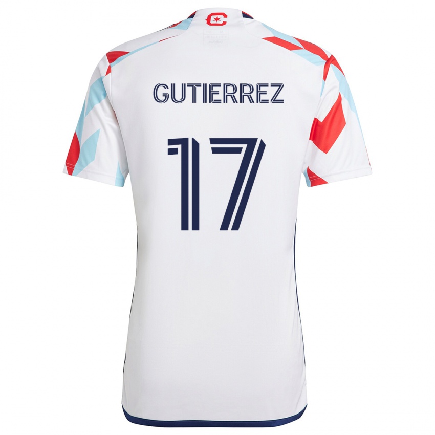 Niño Camiseta Brian Gutiérrez #17 Blanco Rojo Azul 2ª Equipación 2024/25 La Camisa Chile