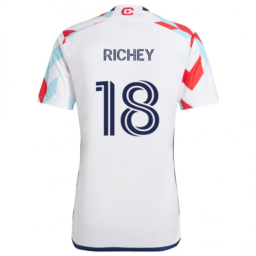 Niño Camiseta Spencer Richey #18 Blanco Rojo Azul 2ª Equipación 2024/25 La Camisa Chile