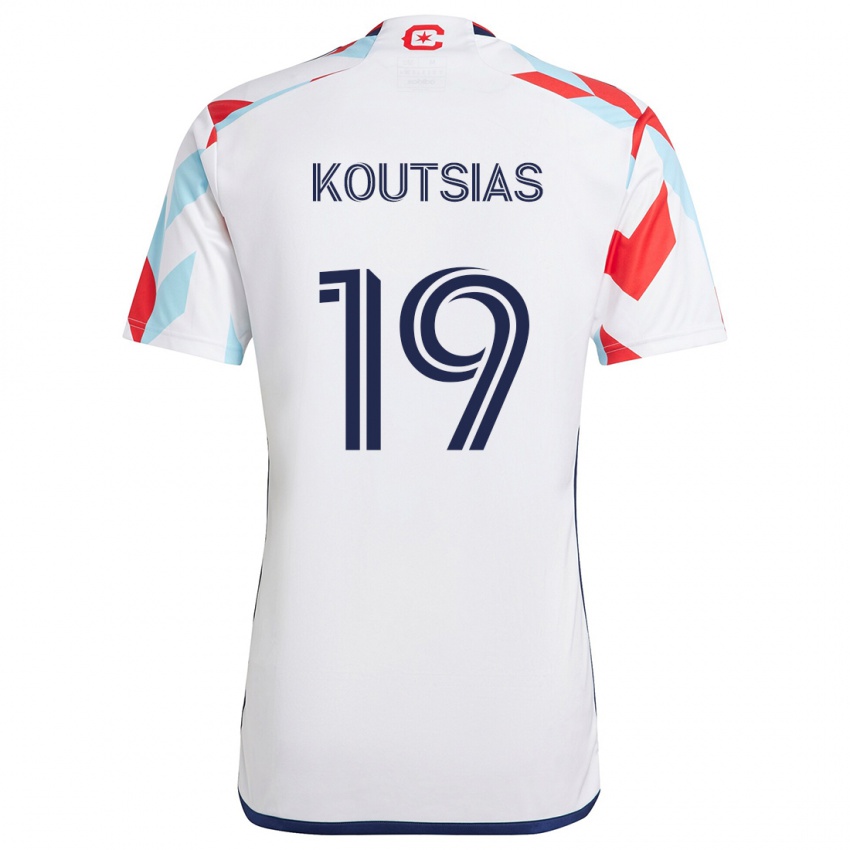 Niño Camiseta Georgios Koutsias #19 Blanco Rojo Azul 2ª Equipación 2024/25 La Camisa Chile