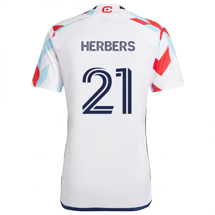 Niño Camiseta Fabian Herbers #21 Blanco Rojo Azul 2ª Equipación 2024/25 La Camisa Chile