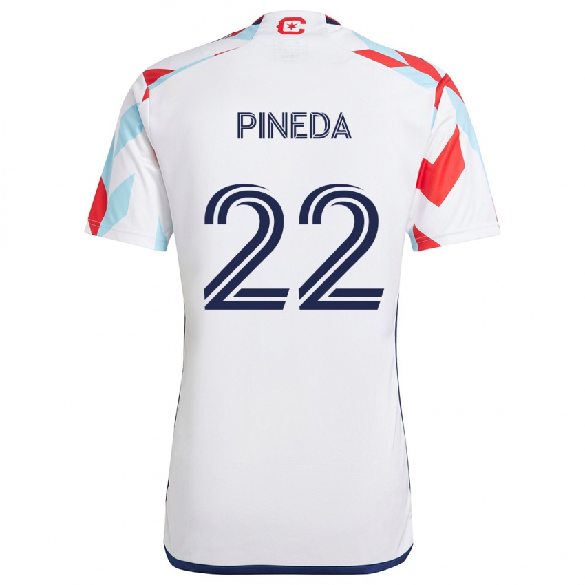 Niño Camiseta Mauricio Pineda #22 Blanco Rojo Azul 2ª Equipación 2024/25 La Camisa Chile