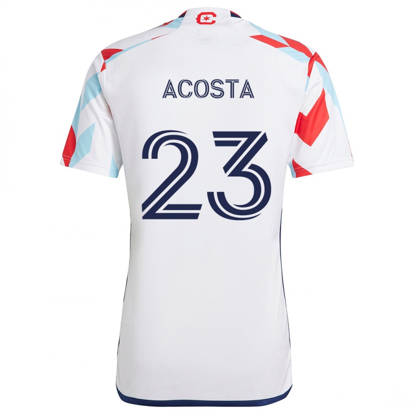 Niño Camiseta Kellyn Acosta #23 Blanco Rojo Azul 2ª Equipación 2024/25 La Camisa Chile