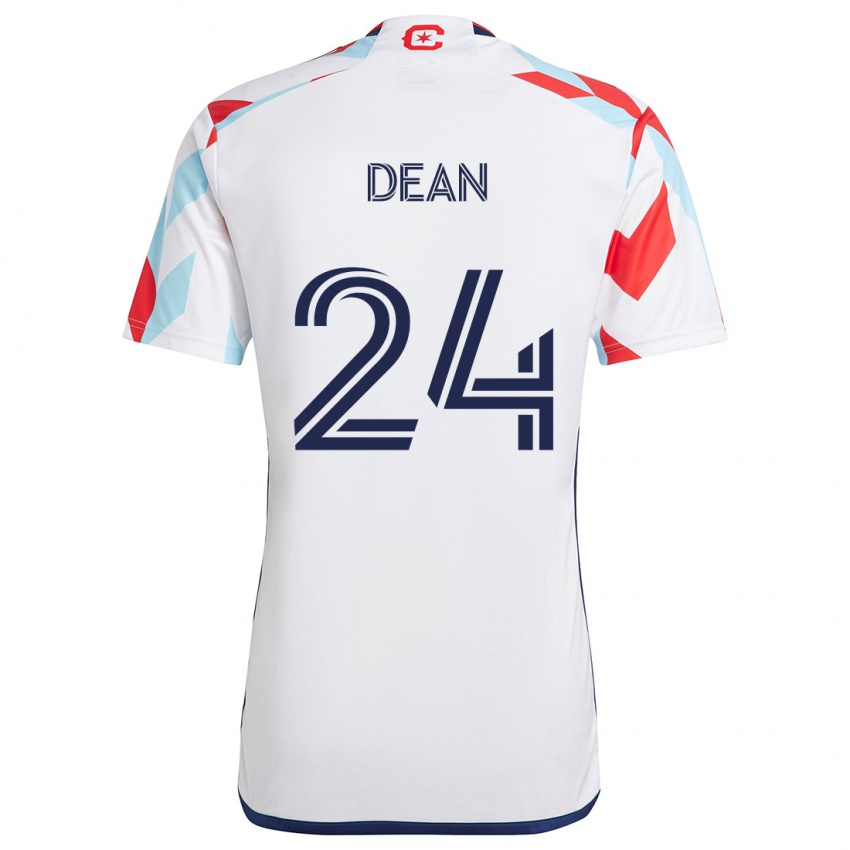 Niño Camiseta Jonathan Dean #24 Blanco Rojo Azul 2ª Equipación 2024/25 La Camisa Chile