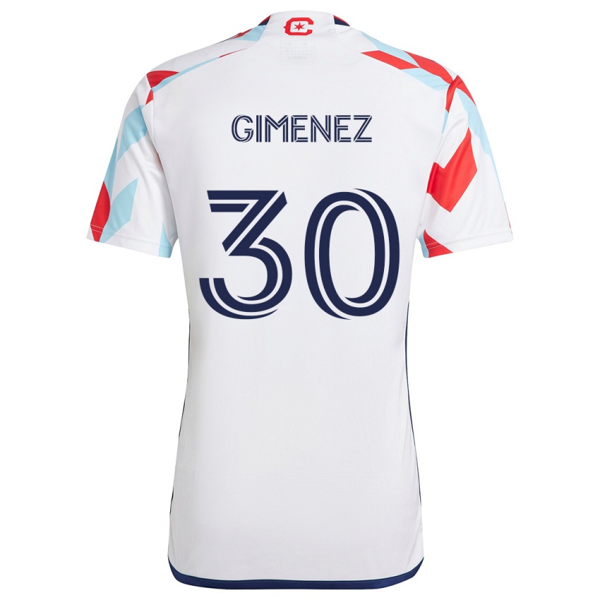 Niño Camiseta Gastón Giménez #30 Blanco Rojo Azul 2ª Equipación 2024/25 La Camisa Chile