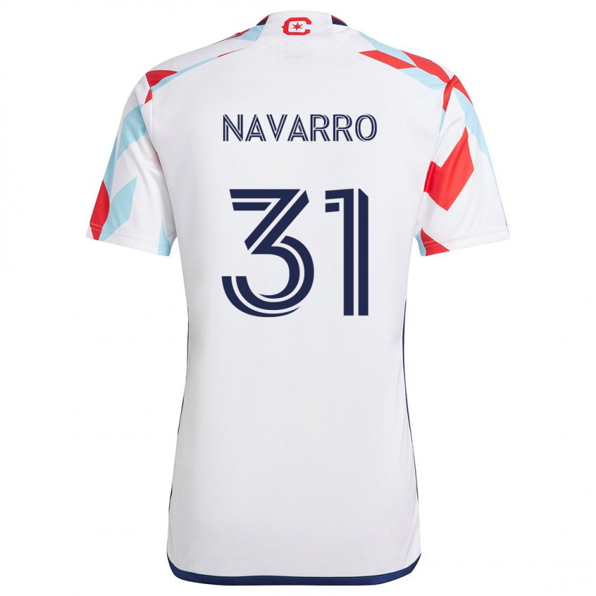 Niño Camiseta Federico Navarro #31 Blanco Rojo Azul 2ª Equipación 2024/25 La Camisa Chile