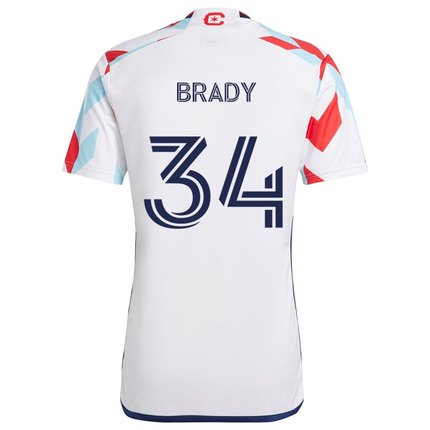 Niño Camiseta Chris Brady #34 Blanco Rojo Azul 2ª Equipación 2024/25 La Camisa Chile